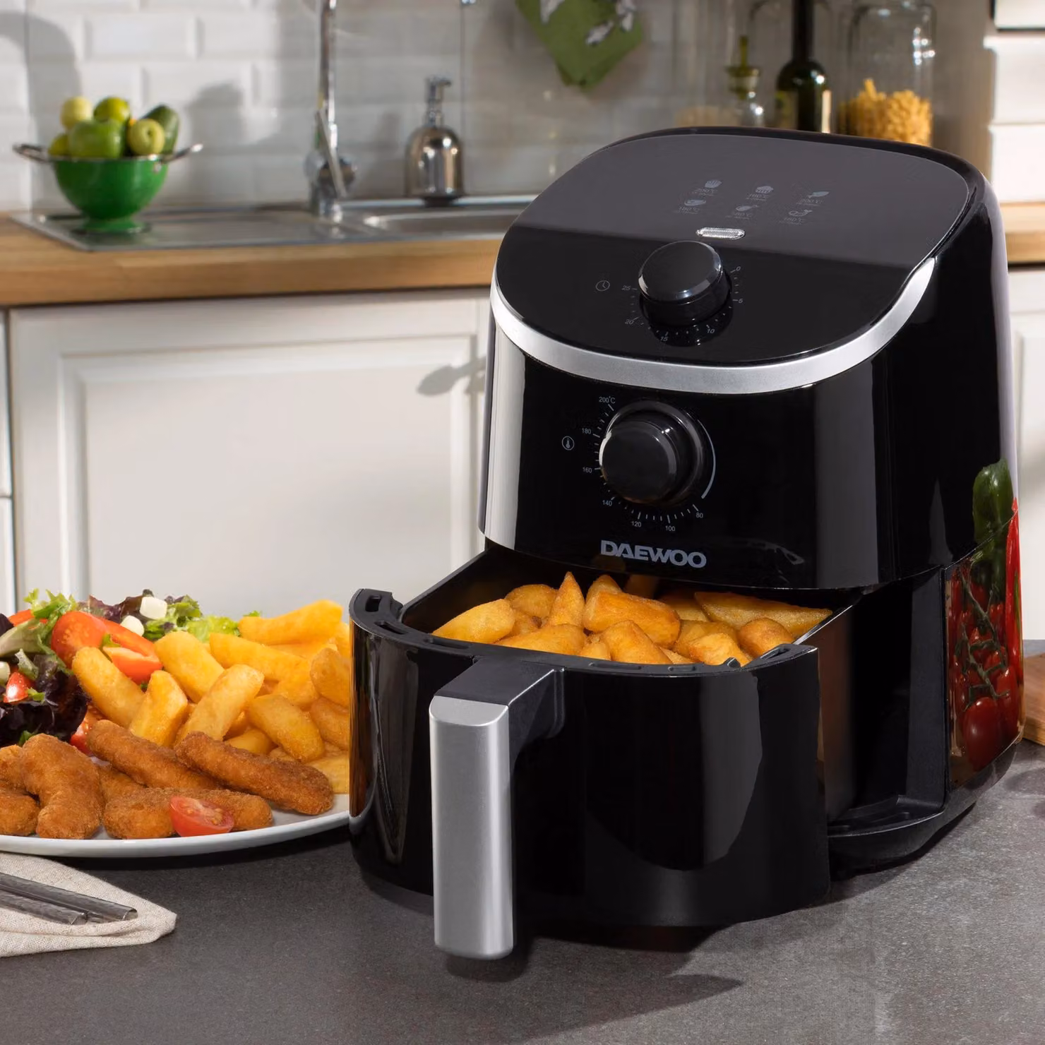 Daewoo Compact Manual Air Fryer, 2L, Black – 6