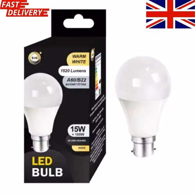 Bedsland 15W LED Warm White A60 B22 Screw In Bulb