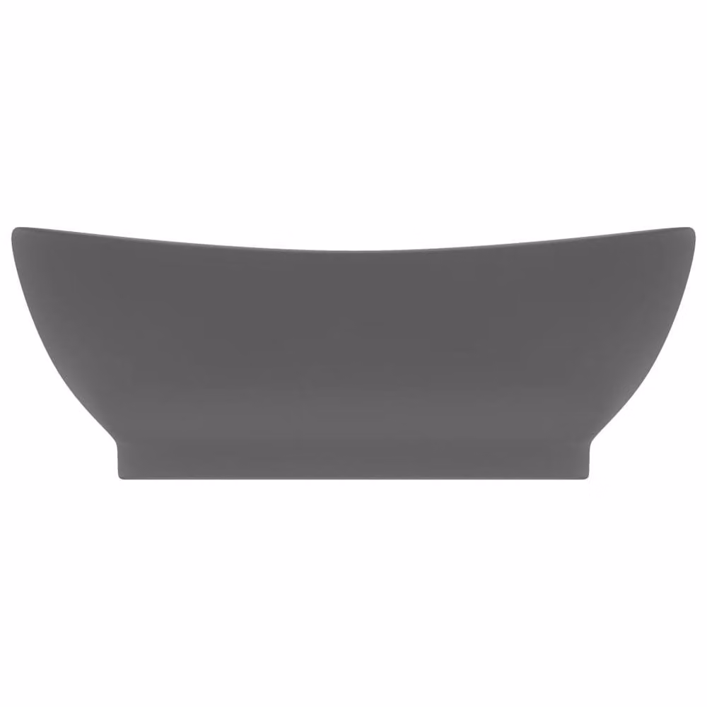 Berkfield Home Oval Ceramic Countertop Basin with Overflow in Matt Dark Grey, W: 58.5 cm, D: 39 cm – 2