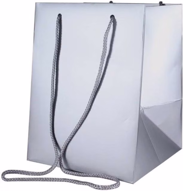 KDMD Metallic Silver Paper Hand Tie Bags, 10 Pack