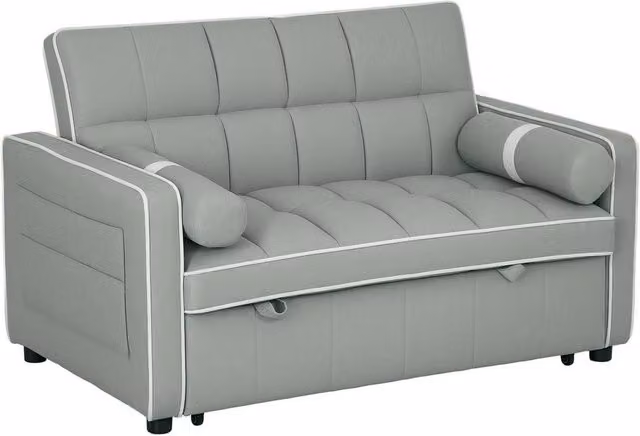 FORGEVIO 2 Seater Pull Out Sofa Bed with Adjustable Backrest in Light Grey – 1