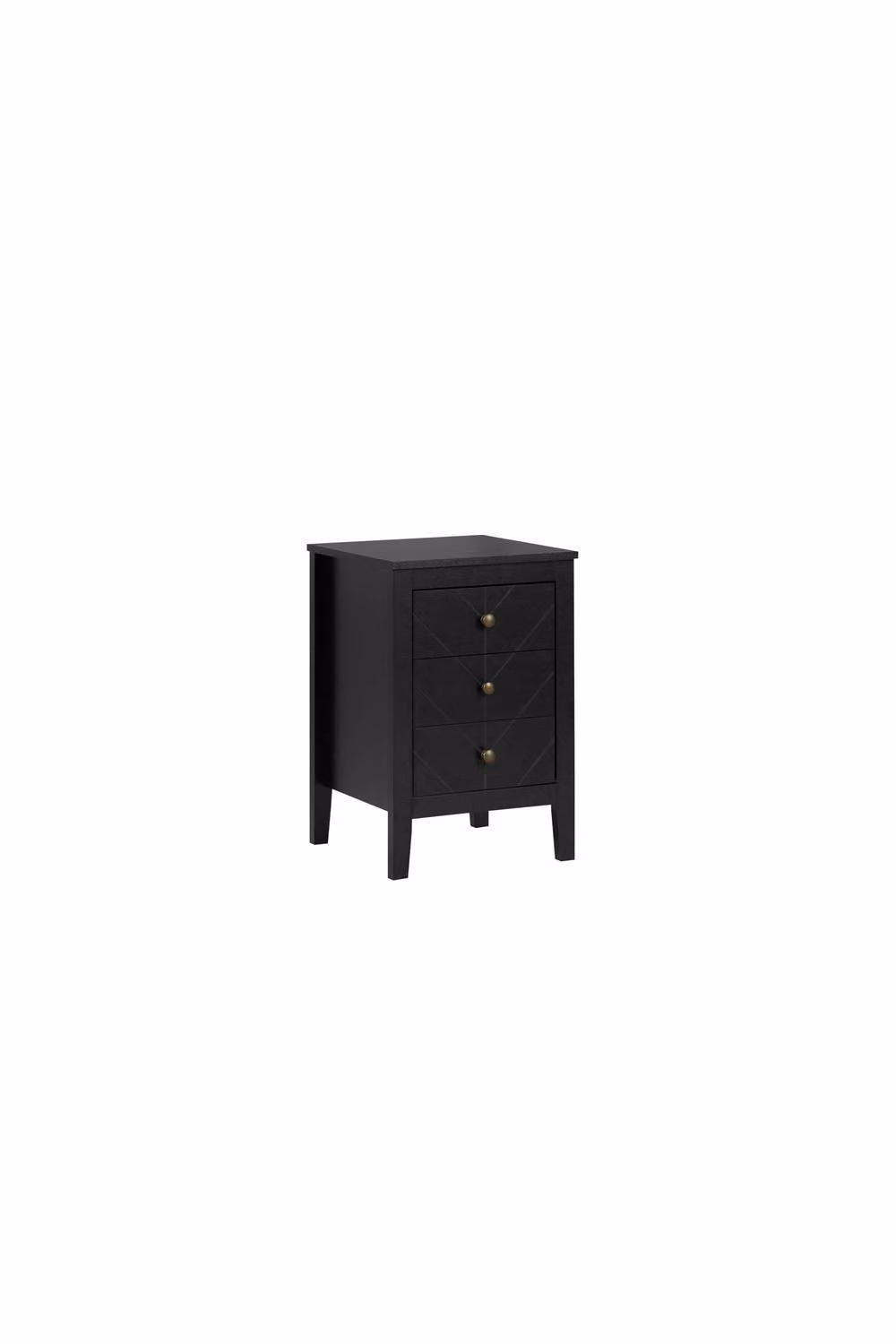 Birlea Emerson Modern Geometric 3 Drawer Bedside Cabinet in Matt Black, W/D/H: 40 x 40 x 60 cm – 3