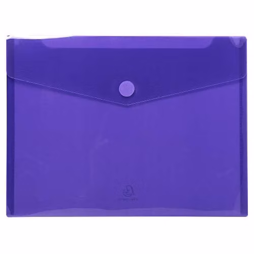 Exacompta Pack of 5 A4 Polypropylene Envelope Pockets with Hook and Loop Closure in Assorted Blue, Red and Purple