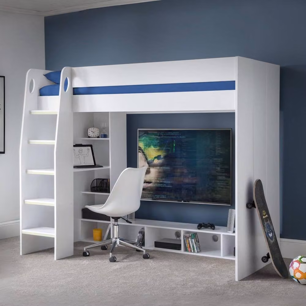 Cheshire Indigo Single Gaming Bed with Desk in White, W/D/H: 90 x 200 cm – 2