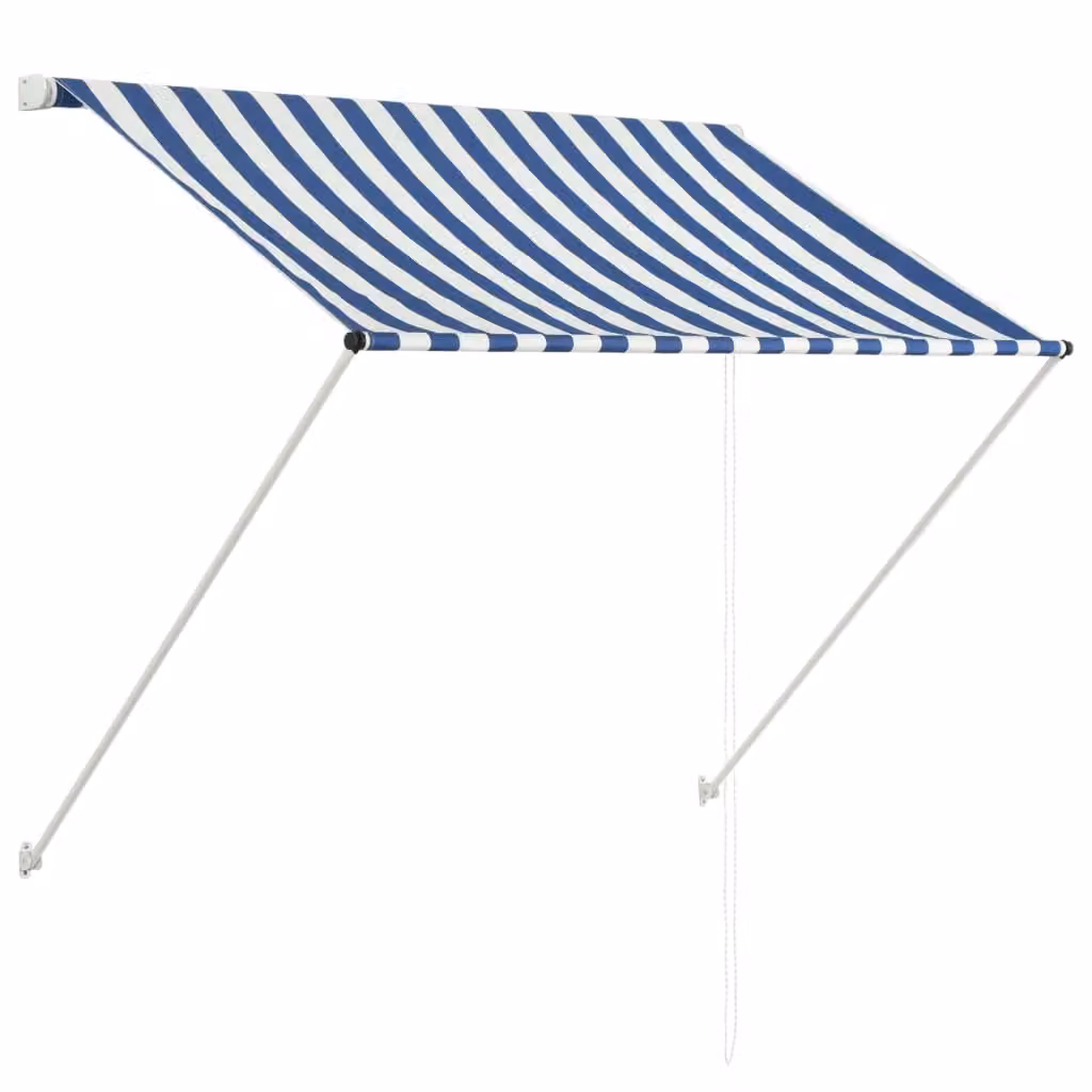 Berkfield Home Retractable Folding Arm Awning in Blue and White Striped Polyester and Steel, W/D/H: 150 x 150 x 150 cm – 2