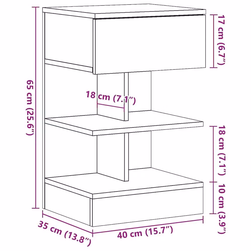 Berkfield Home Set of 2 Bedside Cabinets in Old Wood Brown, W/D/H: 40 x 35 x 65 cm – 7