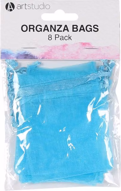 Art Studio Pack of 8 Multicolour and Blue Textile Craft Organza Bags