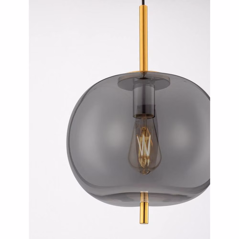 Nova Luce Lato 30cm Globe Pendant Ceiling Light in Grey and Smokey Brass Gold – 3