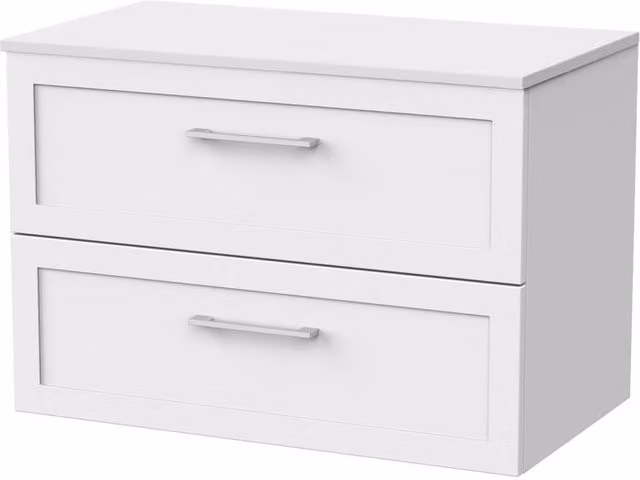 Balterley Stonnall Wall Mounted 2 Drawer Vanity Unit with Laminate Top, Matt White, Width: 80 cm