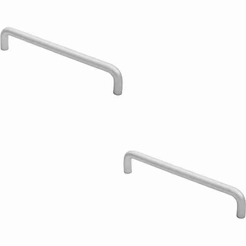 Loops 2 Pack Rounded D Shaped Bar Handles in Brushed Silver Aluminium, W: 300 mm, Diameter: 19 mm