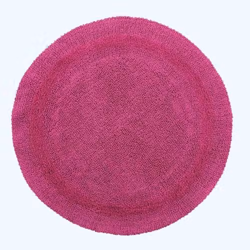 Homescapes Round Cotton Bath Mat in Raspberry, Diameter: 80 cm – 1