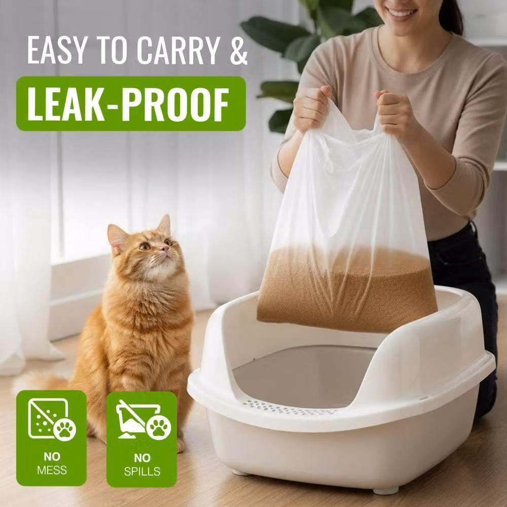 ECOBAG 10 Pack Cat Litter Tray Liners, 30L, Clear, W: 46 cm x D: 46 cm x H: 46 cm – 4