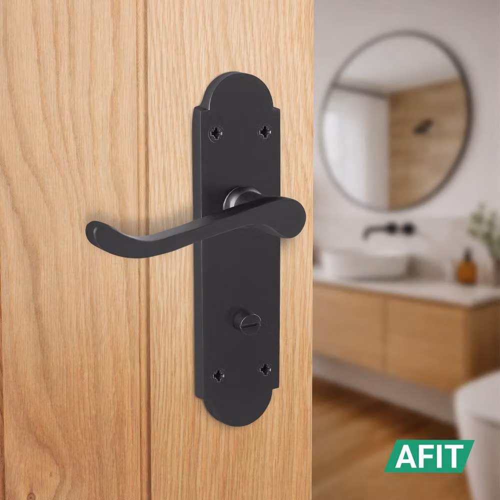 AFIT Matt Black Bathroom Door Handles, 1 Pair of Backplate Handles, W/H: 15.0 x 15.0 cm – 4