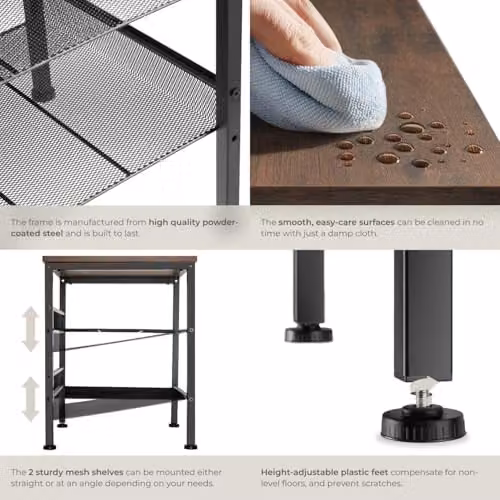 tectake Lincoln Industrial Style Side Table in Brown and Black, W/D/H: 40.5 x 40 x 50.5 cm – 5
