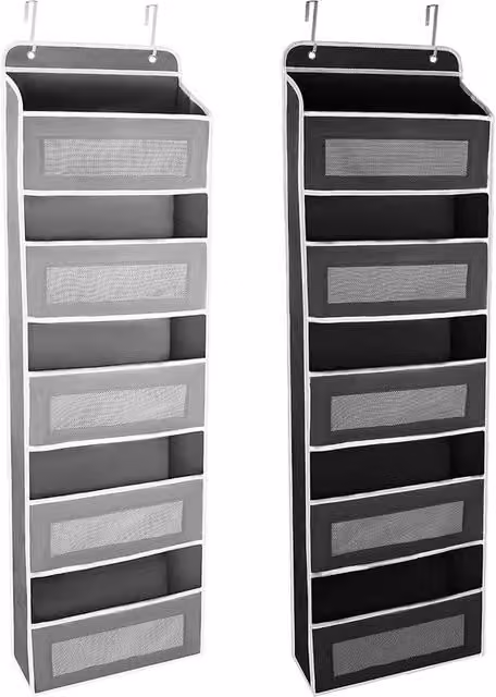 NESTLUNE Black 5 Pocket Over the Door Hanging Organiser, Height: 100 cm