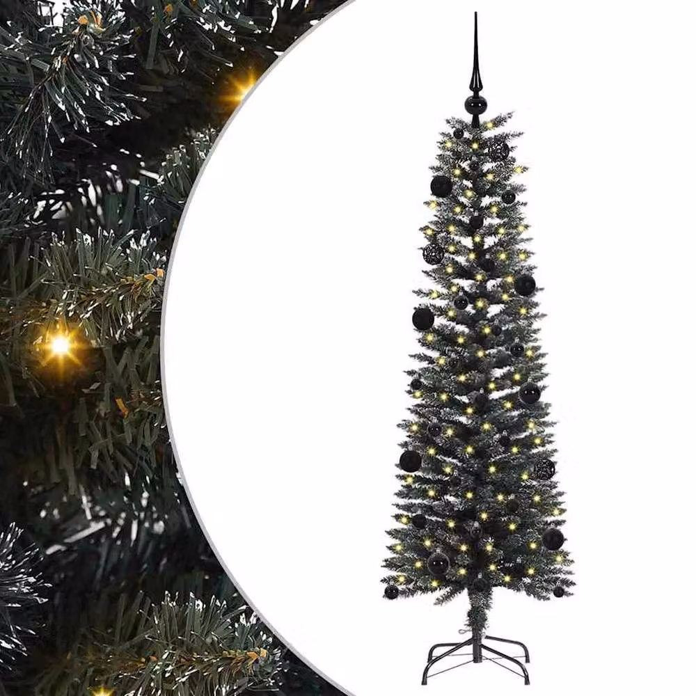 Berkfield Home Elegant Artificial Christmas Tree with 150 LEDs, Green, H x W x D: 150 x 43 x 43 cm – 3