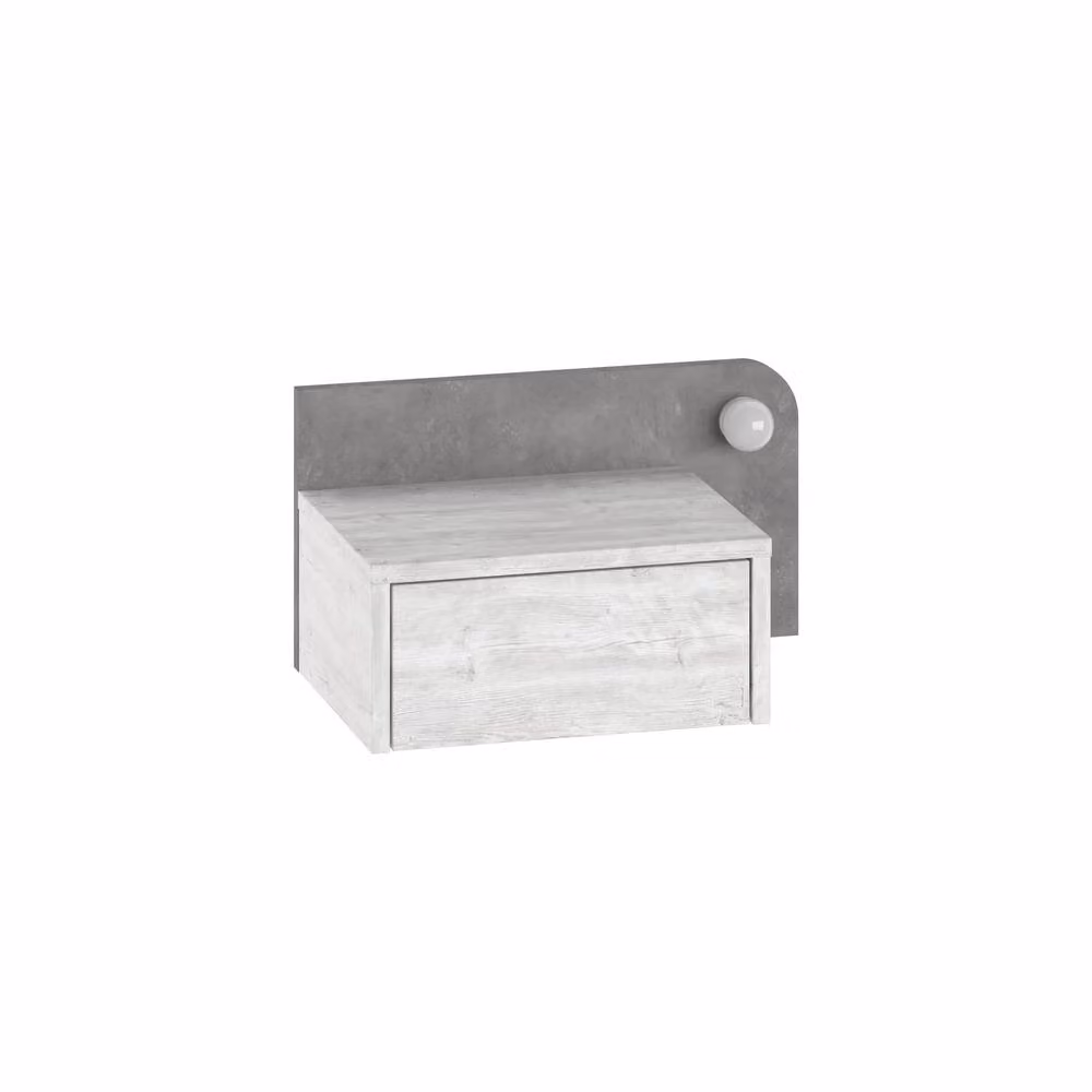 Decortie Dotta Modern Wall Mounted Bedside Table with Integrated Lighting in White and Grey – 3