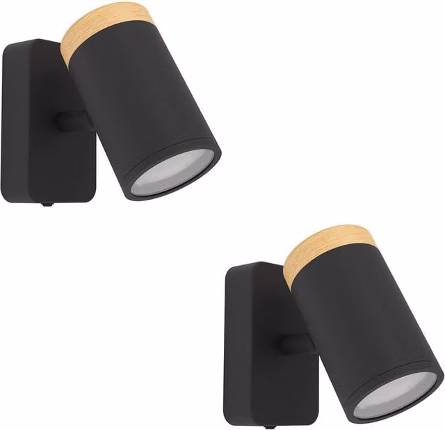 Loops 2 Pack Modern LED Ceiling Spotlight in Black and Brown with Replaceable GU10 Bulbs and IP44 Rating – 1