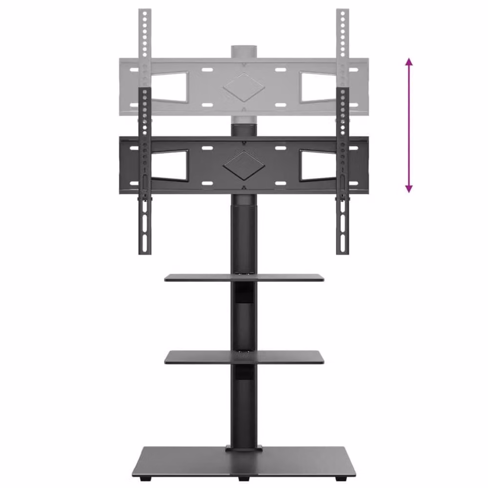 Berkfield Home Modern 3-Tier Corner TV Stand in Black with Glass and Metal Media Compartments and Cable Management for 32-65 Inch Televisions – 3