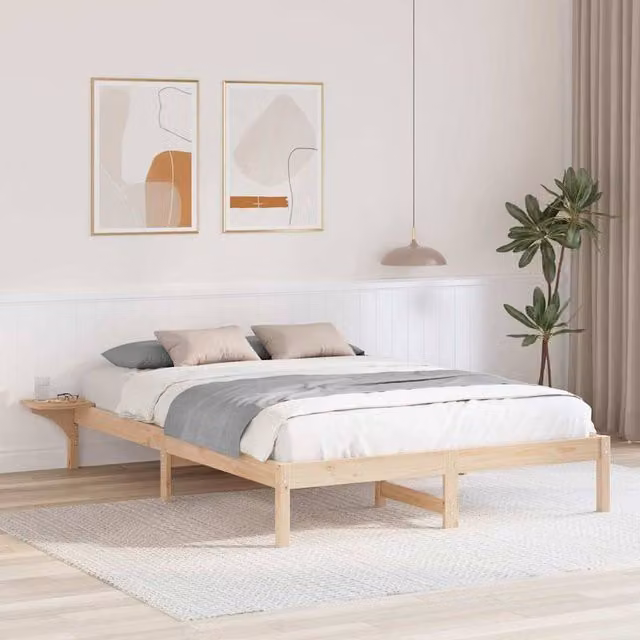 Berkfield Home Solid Pine Wood Bed Frame in Brown, 160 x 200 cm