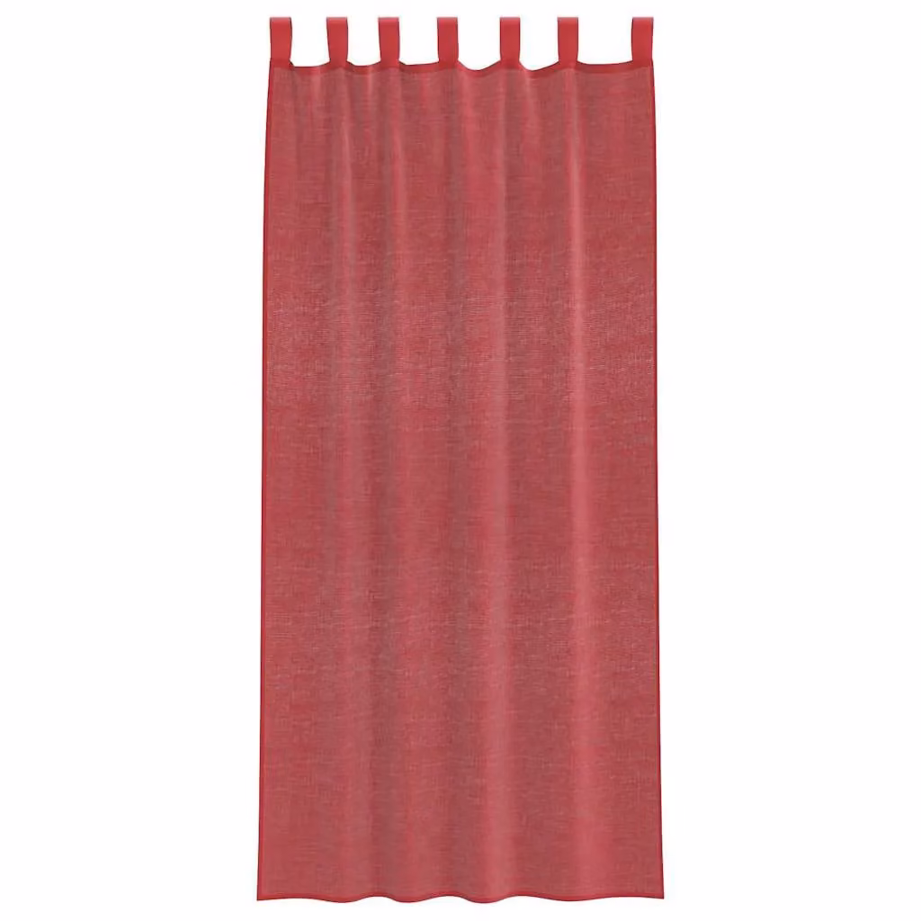 Berkfield Home Red Transparent Voile Fabric Panel Curtains with Tabs, 2 Pack, W: 140 cm, H: 225 cm – 3