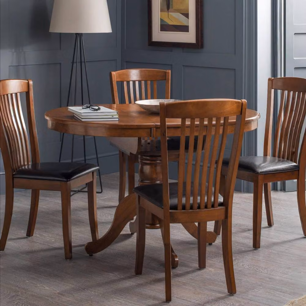 Cheshire Canterbury 120cm Round to Oval Extending Dining Table in Brown Mahogany Wood – 3