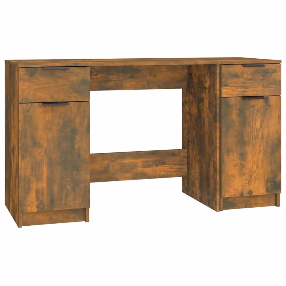 Berkfield Home Elegant Desk with Side Cabinet in Smoked Oak Brown Engineered Wood W/D/H: 120 x 50 x 75 cm – 2