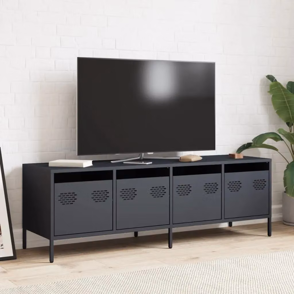 Berkfield Home Anthracite Industrial TV Cabinet in Cold-rolled Steel, W: 135 cm, D: 39 cm, H: 43.5 cm – 3
