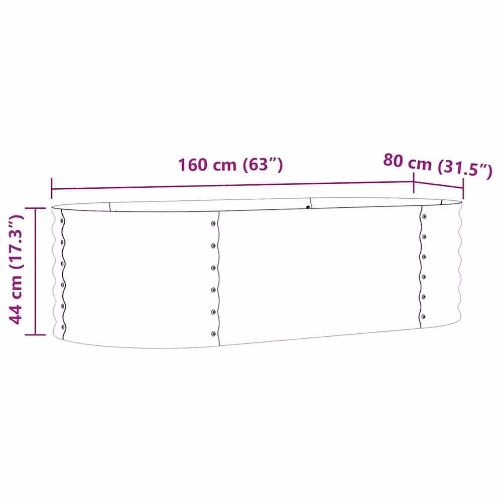 Berkfield Home Garden Brown Galvanised Steel Raised Bed W/D/H: 160 x 80 x 44 cm – 5