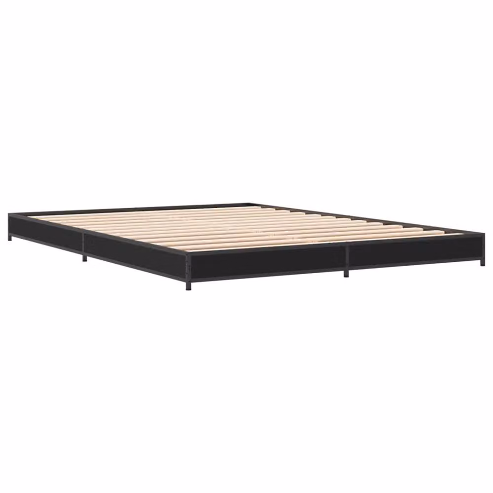 Berkfield Home Double Bed Frame in Black, W: 135 cm, L: 190 cm – 3