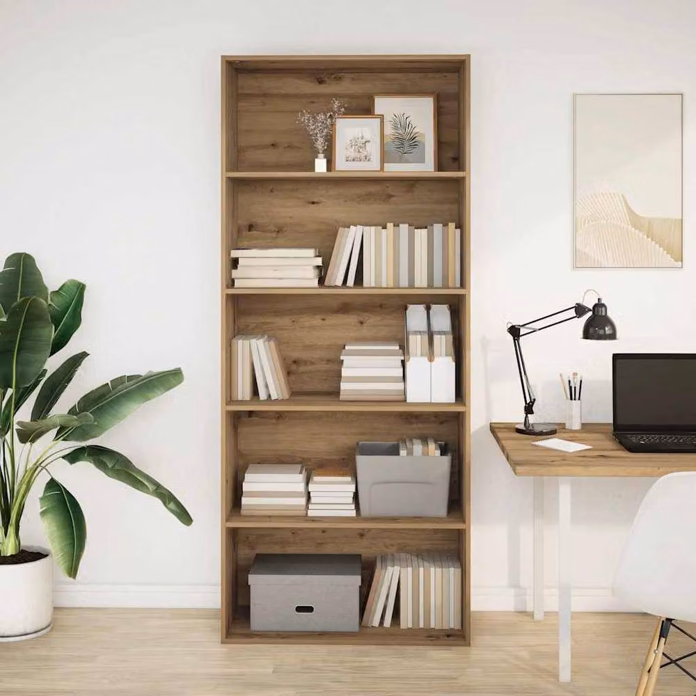 Berkfield Home Classic Book Cabinet in Artisan Oak, Brown, W/D/H: 80 x 30 x 189 cm – 3