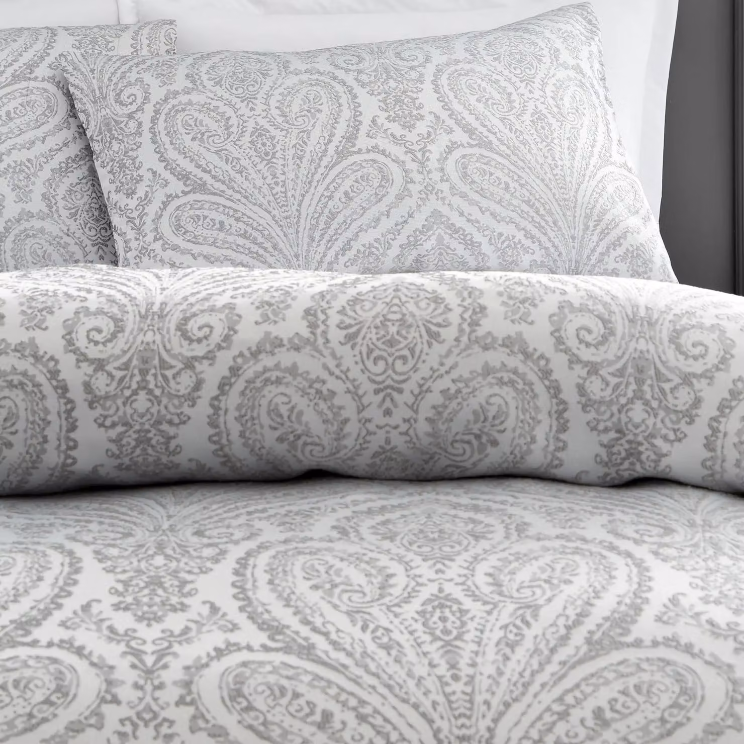 Portfolio Home Montpellier Silver Paisley Jacquard Duvet Cover and Pillowcase Set, W/D/H: 138 x 200 cm and 50 x 75 cm – 2