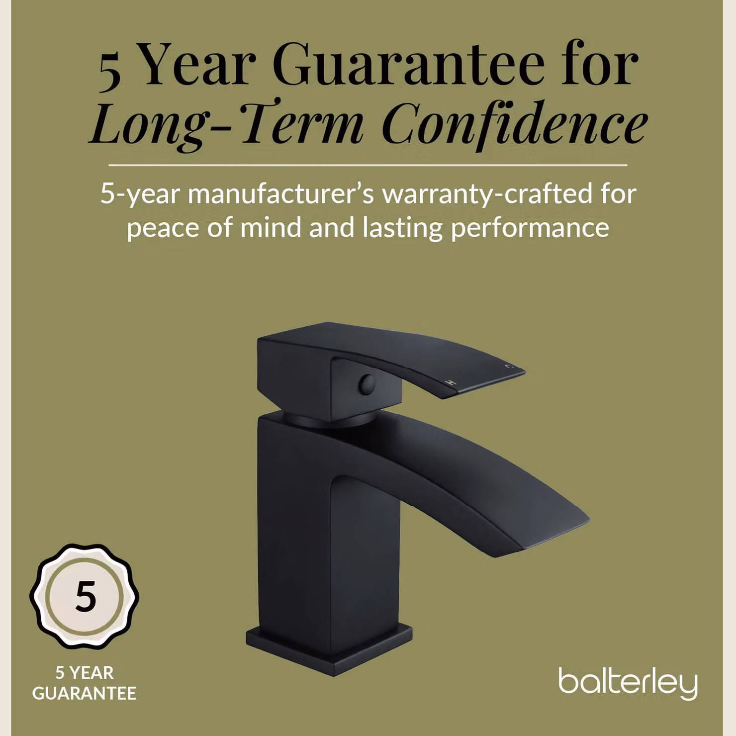 Balterley Contemporary Square Single Lever Mono Basin Mixer Tap with Pop Up Waste, Matt Black – 4