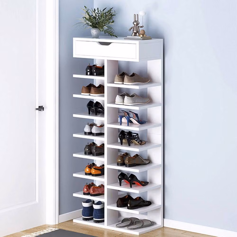 SPETLEK 8 Tier Shoe Storage Rack Standing Cabinet in Warm White – 3
