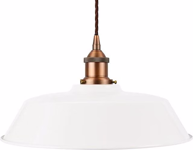 SE Home Chancery White Dome Pendant Light with Matt Antique Copper and Brown Twisted Details