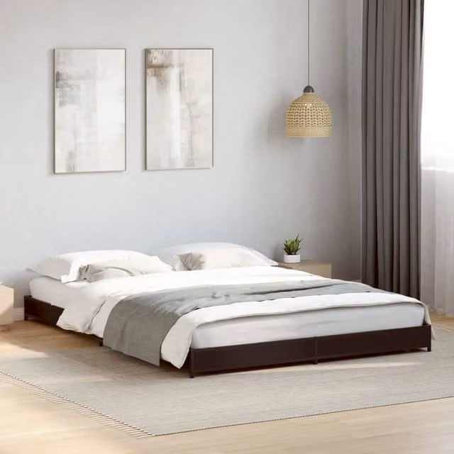 Berkfield Home Black Minimalist Bed Frame W: 135 cm, D: 190 cm – 1