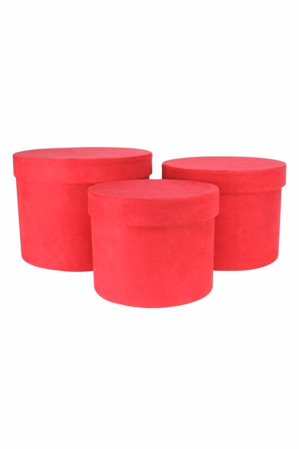 KDMD Red Suede Hat Box Set of 3 – 2