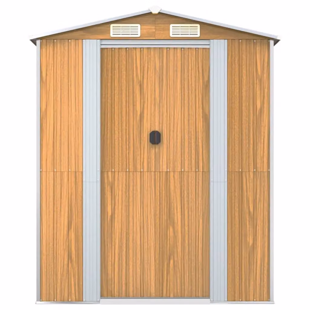 Berkfield Home Garden Shed in Light Brown, Galvanised Steel, W/D/H: 440 x 192 x 223 cm – 3
