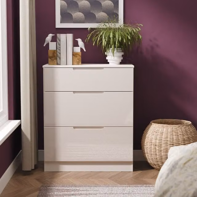 2 U Lucca Ready Assembled 3 Drawer Deep Chest in Taupe/Beige – 1