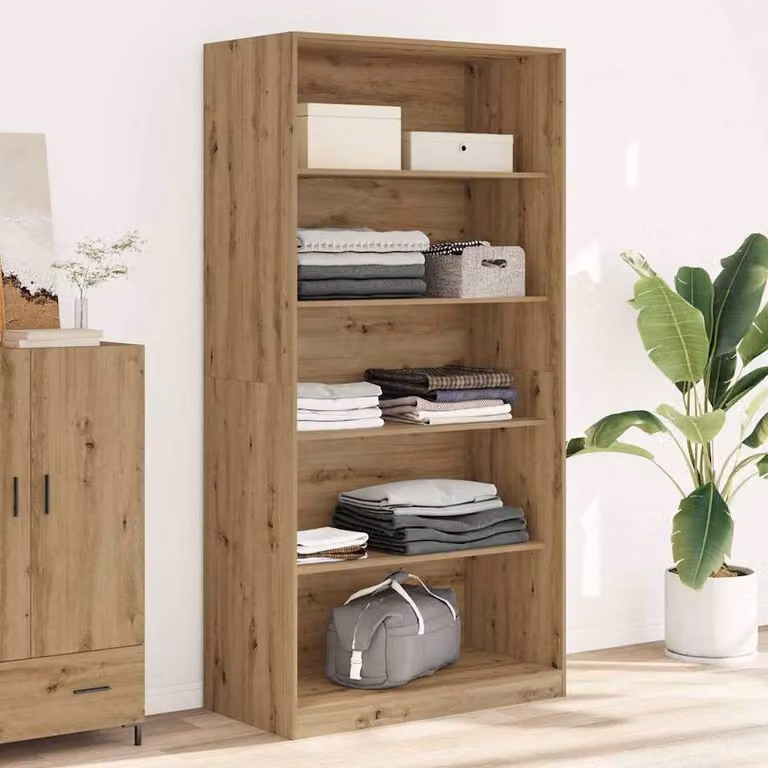 Berkfield Home Artisan Oak Wardrobe in Brown, W/D/H: 100 x 50 x 200 cm