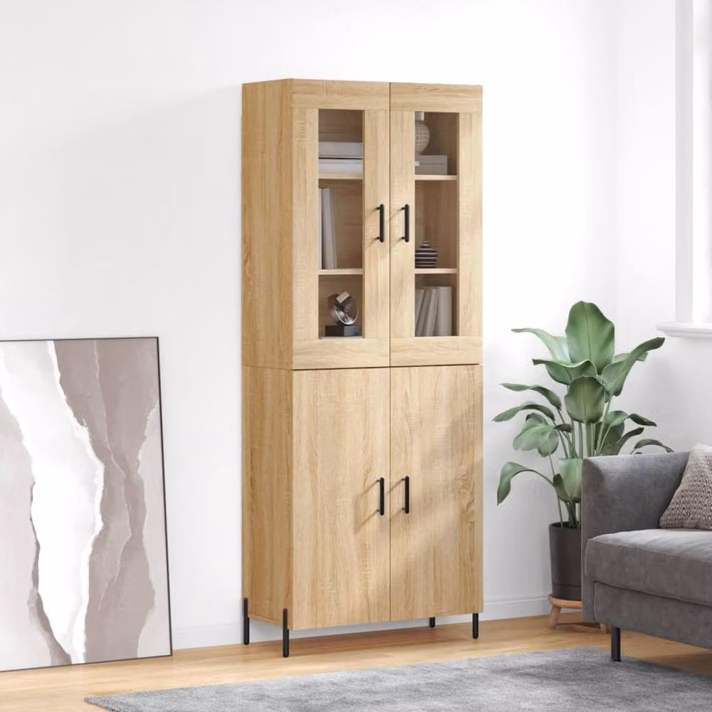 Berkfield Home Sonoma Oak Highboard in Beige, W/D/H: 69.5 x 34 x 180 cm – 2