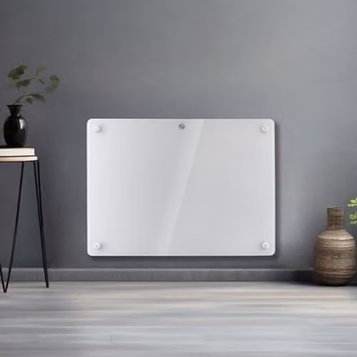 Futura 1000W White Glass Electric Convector Panel Heater, Wall Mounted or Freestanding – 1