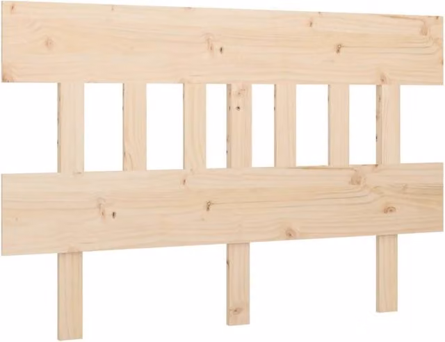 Berkfield Home Rustic Solid Pine Wood Bed Headboard in Natural, W: 143.5 cm, D: 3 cm, H: 81 cm – 1