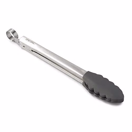 Zeal Silicone and Stainless Steel Non-Stick Kitchen Tongs in Grey