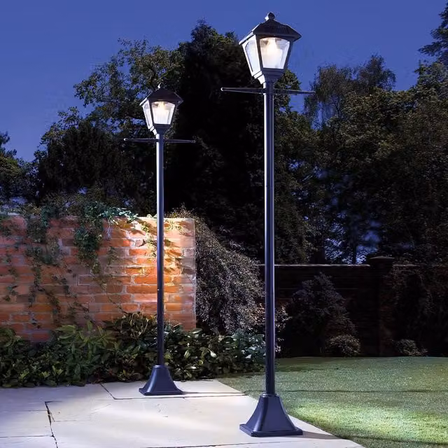 Gainsborough Deluxe Solar LED Lamp Post Light in Black Stainless Steel, Height: 200 cm