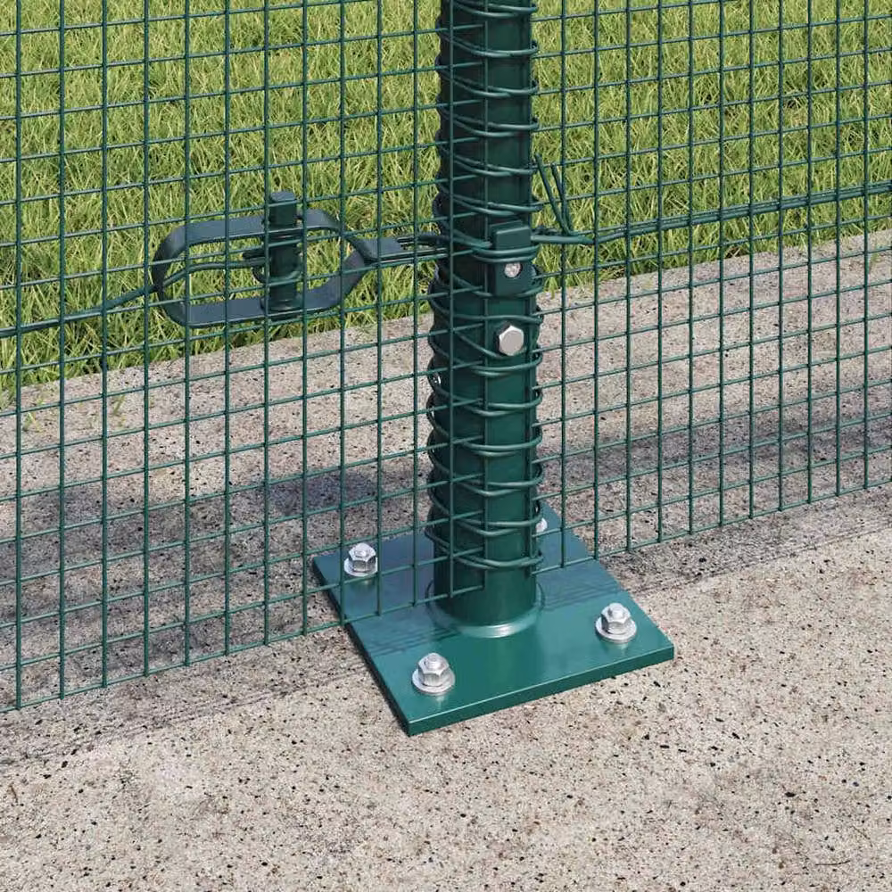 Berkfield Home Green Welded Wire Fence with 13 Flanged Posts, Steel, 0.4 x 100 m – 3