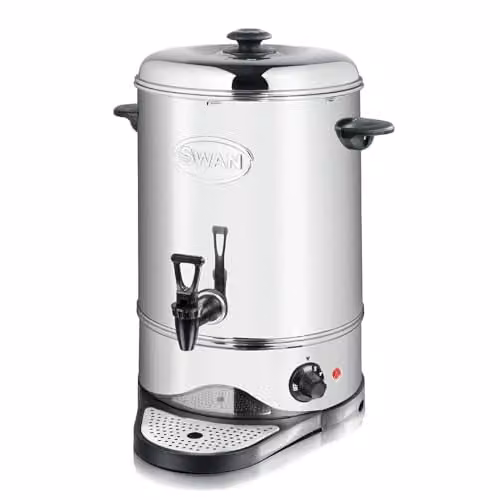 Swan SWU16L Catering Urn in Silver Stainless Steel with Automatic Temperature Control and Drip Tray, 16L, 2200W