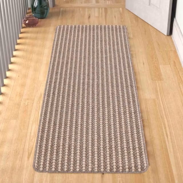 Desire Rugs Eden Non Slip Washable Striped Indoor Runner Mat, Beige/Bronze, W: 57 cm, L: 200 cm