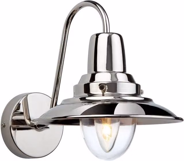 Firstlight Fisherman Dome Wall Light in Chrome with Transparent Glass and E14 Base