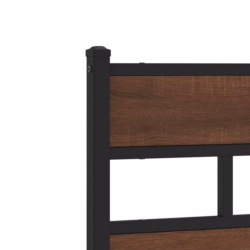 Berkfield Home Elegant Bed Frame with Headboard in Brown Oak, W/D/H: 140 x 200 x 91.5 cm – 3